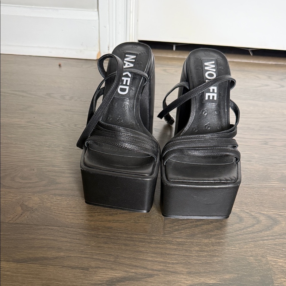 Naked Wolfe Black Platform Heels